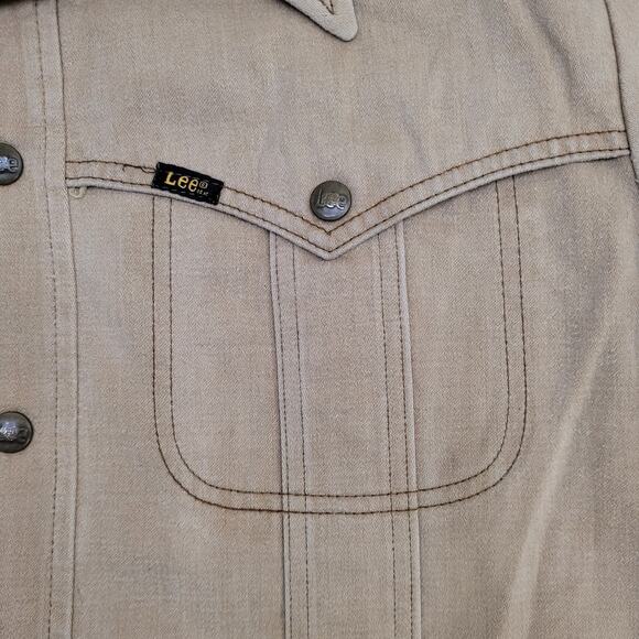 Vintage 60s Lee Snap Button Shirt XL 24x29 Khaki Brown USA - Picture 9 of 14